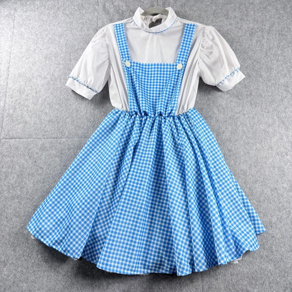 Blue Gingham Pinafore Costume Dress for Kids